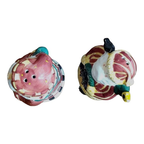 Christmas Sakura 1997 Santa's Retweet Earthenware Salt & Pepper by Debbie Mumm - Picture 5 of 6